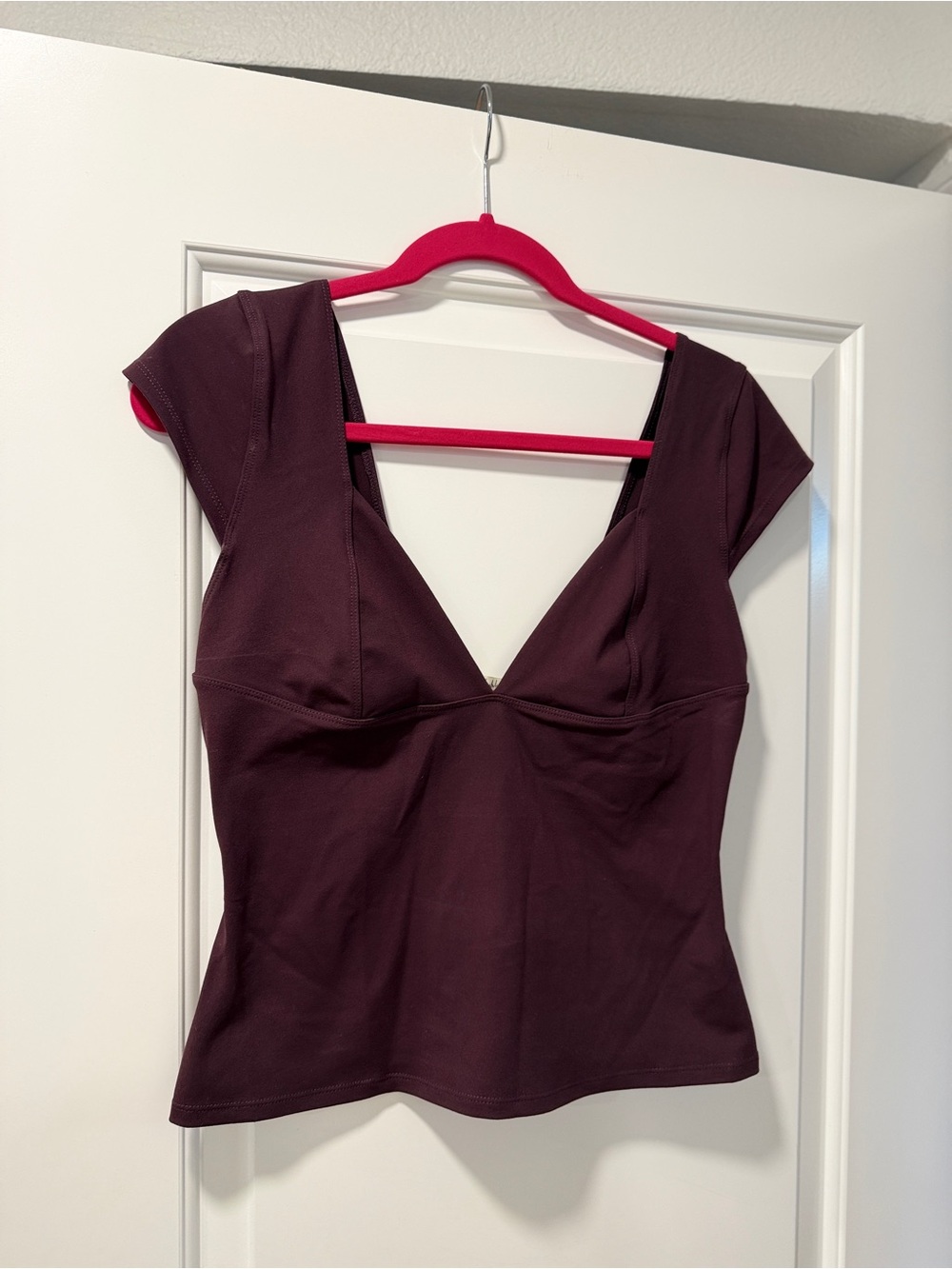 Free People Plum V-Neck Cap Sleeve Crop Top